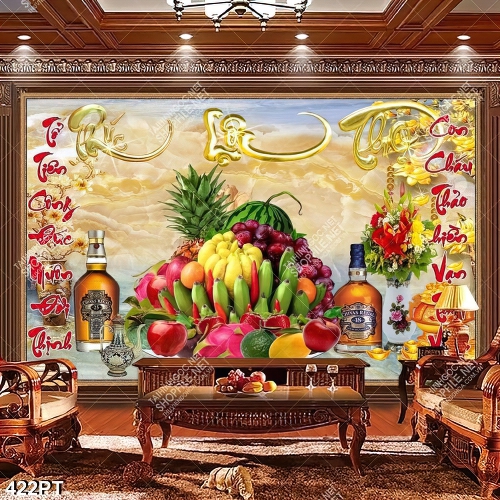 Tranh thờ thư pháp gắn tường in kính