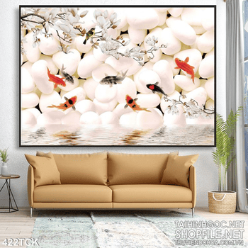 Tranh hoa sen, cá chép nghệ thuật