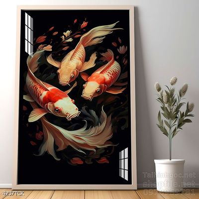 Tranh cá chép hoa sen