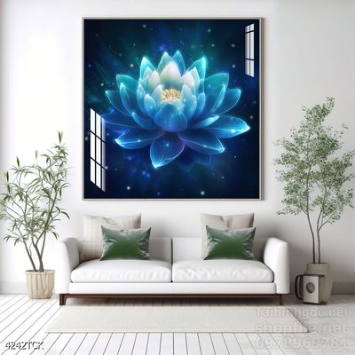 Mẫu tranh decor tường cá chép hoa sen