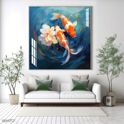 File tranh cá chép hoa sen mẫu mới nhất