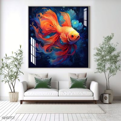 Tranh cá chép hoa sen cực đẹp