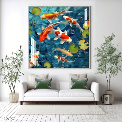 Tranh cá chép hoa sen treo tường mang nhiều ý nghĩa