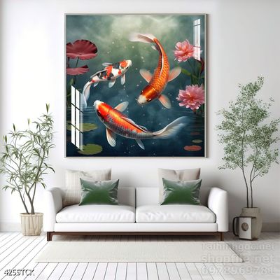 Tranh cá chép hoa sen