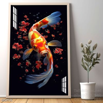 Tranh cá chép hoa sen treo tường mang nhiều ý nghĩa