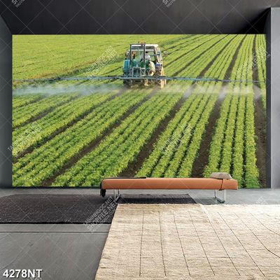 Tranh bác nông dân xịt thuốc trên cánh đồng