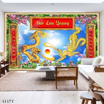 Tranh phòng thờ rồng phượng đẹp nghệ thuật