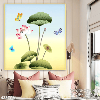 Tranh hoa sen, cá chép nghệ thuật