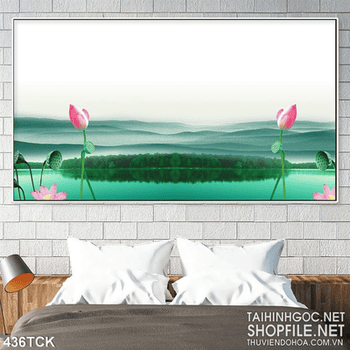 Tranh hoa sen dán tường