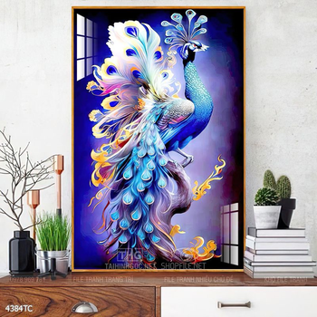 Tranh phong thủy chim công và hoa mẫu đơn rước may mắn vào nhà