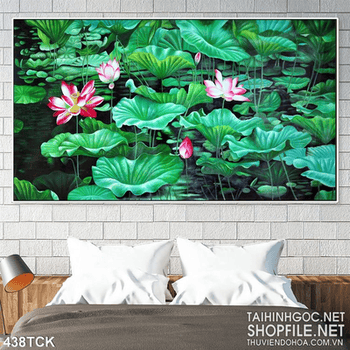 Tranh hoa sen dán tường độc đáo