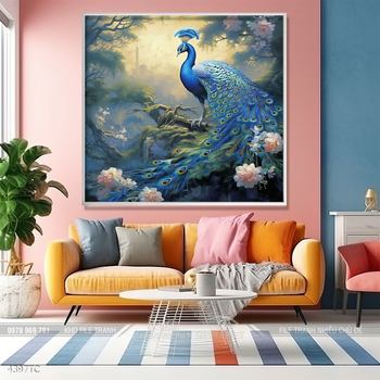 Tranh chim công hoa mẫu đơn đẹp và ý nghĩa