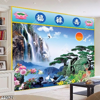 Tranh phong thuỷ thác nước nghệ thuật file psd