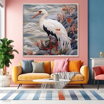 Tranh chim công trong vườn hoa mẫu đơn treo tường