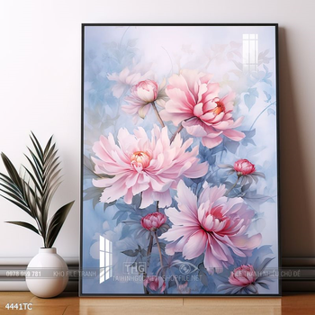 Tranh treo tường phong thủy chim công và hoa mẫu đơn