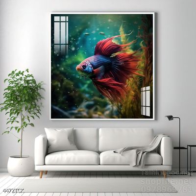 Tranh cá chép hoa sen