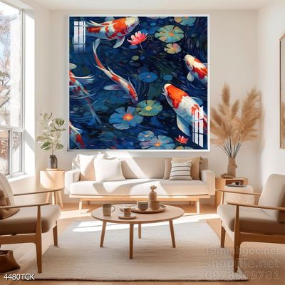 Tranh cá chép hoa sen đẹp mang nhiều ý nghĩa