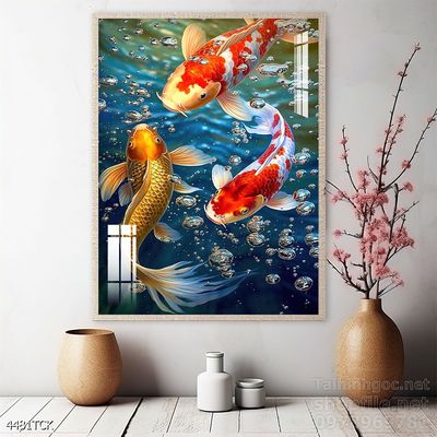 Tranh cá chép hoa sen