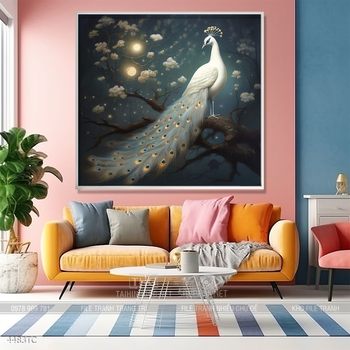 Tranh chim công hoa mẫu đơn đẹp và ý nghĩa