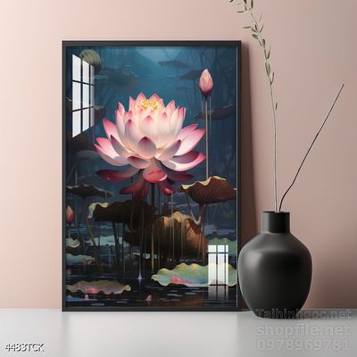 Tranh cá chép hoa sen nghệ thuật hiện đại