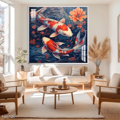 Tranh cá chép hoa sen treo tường mang nhiều ý nghĩa