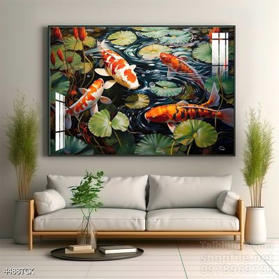 File tranh cá chép hoa sen mẫu mới nhất