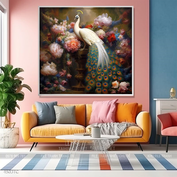 Tranh chim công hoa mẫu đơn đẹp và ý nghĩa