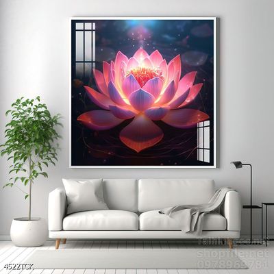 Tranh trang trí phòng khách cá chép hoa sen