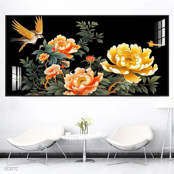 Tranh phong thủy chim công và hoa mẫu đơn rước may mắn vào nhà