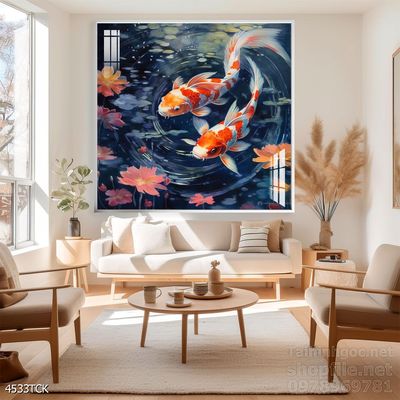 Tranh cá chép hoa sen đẹp mang nhiều ý nghĩa