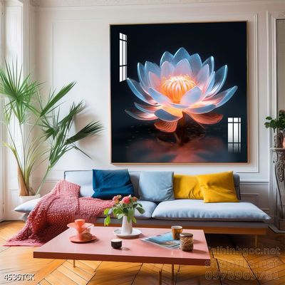 Tranh cá chép hoa sen nghệ thuật hiện đại