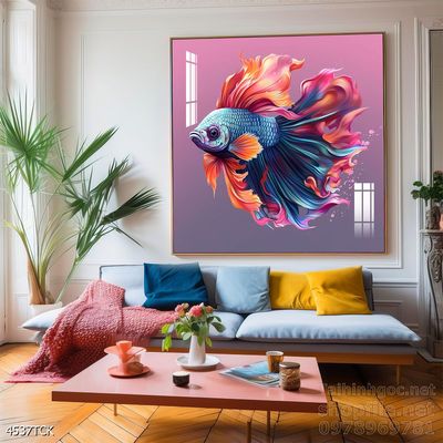 Tranh cá chép hoa sen cực đẹp