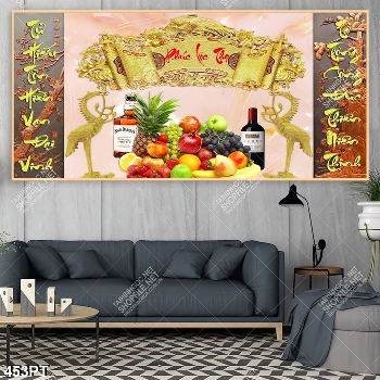 Tranh thờ thư pháp và chim hạc vàng chất lượng cao