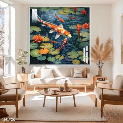 File tranh cá chép hoa sen mẫu mới nhất