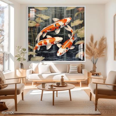 Tranh cá chép hoa sen