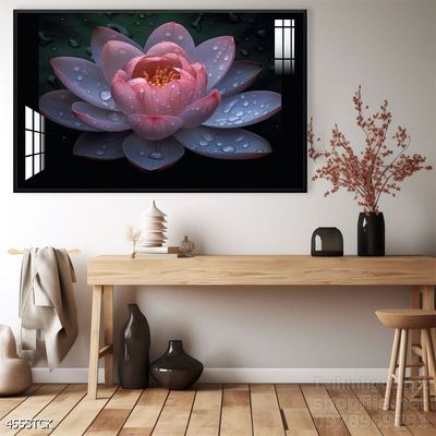 Tranh decor tường phòng khách cá chép hoa sen