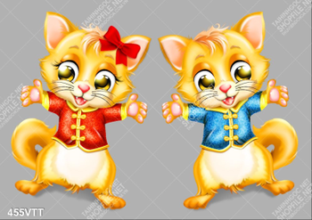 Vetor cặp mèo dễ thương đón tết năm Quý Mão 2023