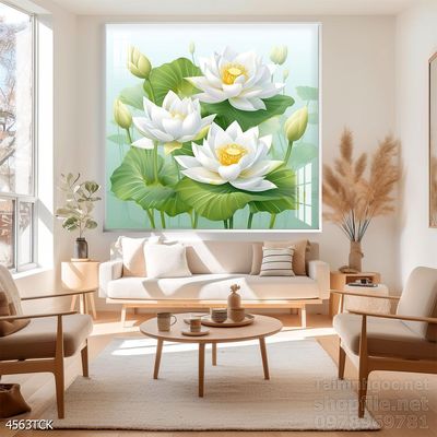 Tranh cá chép hoa sen nghệ thuật hiện đại