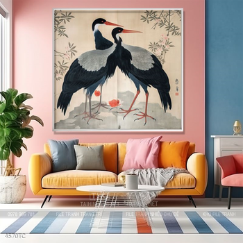 Tranh phong thủy chim công và hoa mẫu đơn rước may mắn vào nhà