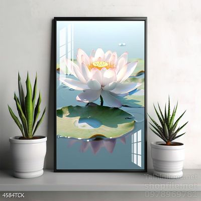 Tranh trang trí phòng khách cá chép hoa sen