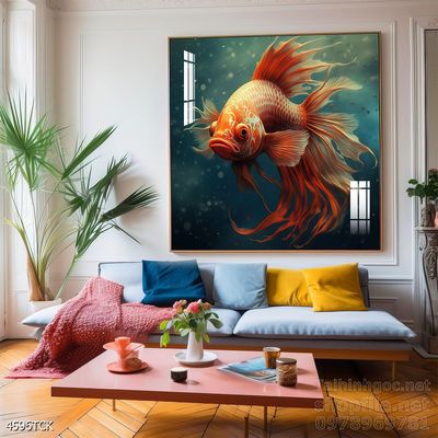 Tranh cá chép hoa sen