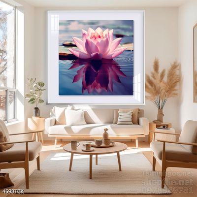 Tranh cá chép hoa sen nghệ thuật hiện đại