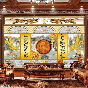 Tranh phào chỉ thư pháp và phượng hoàng chất lượng cao