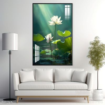 Tranh cá chép hoa sen nghệ thuật hiện đại