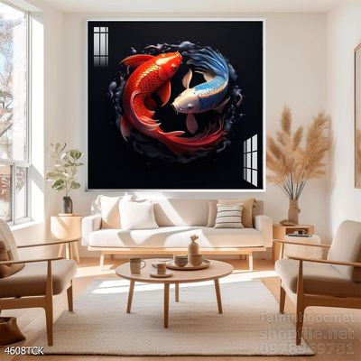 Tranh cá chép hoa sen cực đẹp