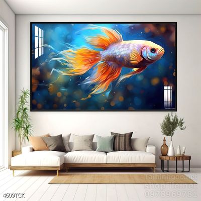 Tranh cá chép hoa sen treo tường mang nhiều ý nghĩa