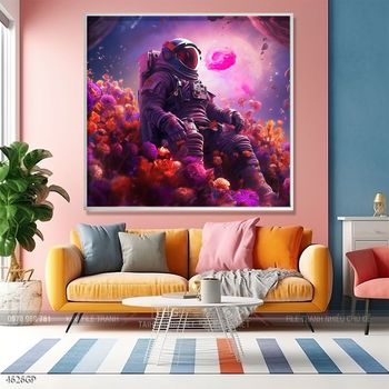 Tranh phi hành gia decor tường nhà