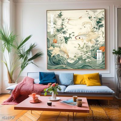 Tranh cá chép hoa sen