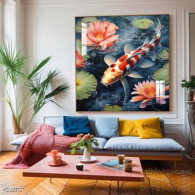 File tranh cá chép hoa sen mẫu mới nhất