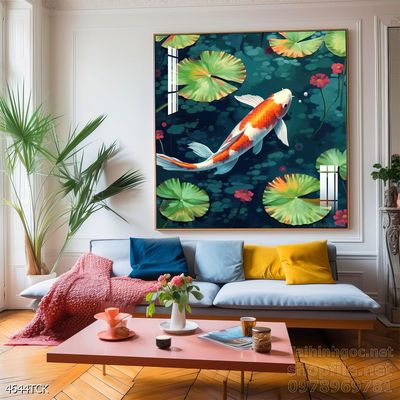 Tranh cá chép hoa sen treo tường mang nhiều ý nghĩa